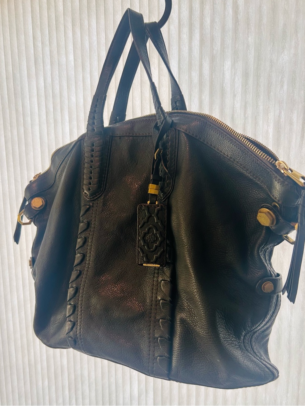 orYANY Black Pebbled Leather Braided-Detail Tote - Picture 5 of 11